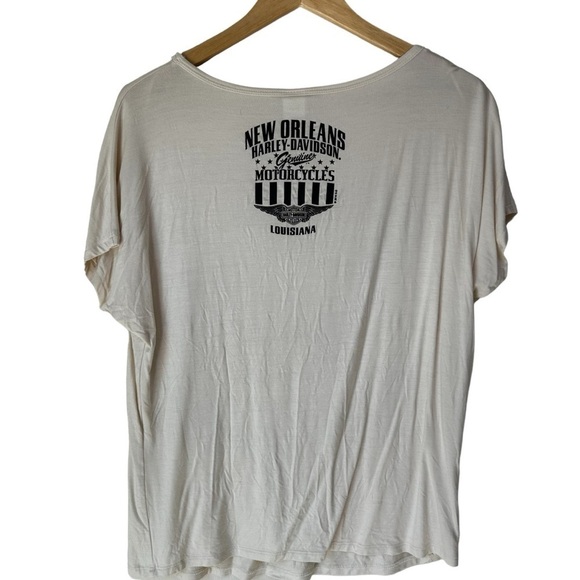 Harley-Davidson Women's Short Sleeve Flowy Beige T-Shirt Top, Large - Picture 3 of 6